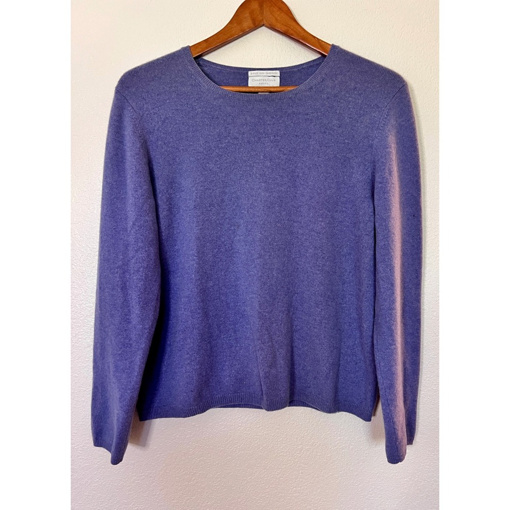 Charter Club 100% Cashmere Sweater‎ Womens PL Purple Long Sleeve Flawed